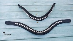 Stunning Leather 8mm Large Crystal U-Shaped Horse Browband – Perfect for Shows