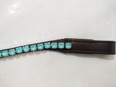 Turquoise Blue Crystal Stone Leather Browband For Horse All Size Available.