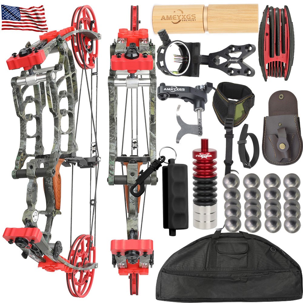Dual-Use Compound Bow 30-60LBS Arrow/Steel Ball 25-30″ Hunting Target Shooting