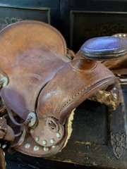 Vintage Simco Child Pony Saddle Leather Western Tooled AS IS USA