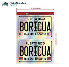 HOLOGRAPHIC REFLECTIVE BORICUA PUERTO RICO License Plate Skin Sticker Cover Set