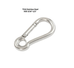 T316 Stainless Steel Carabiner Clip Snap Hook Spring Karabiner Carabina WITH EYE