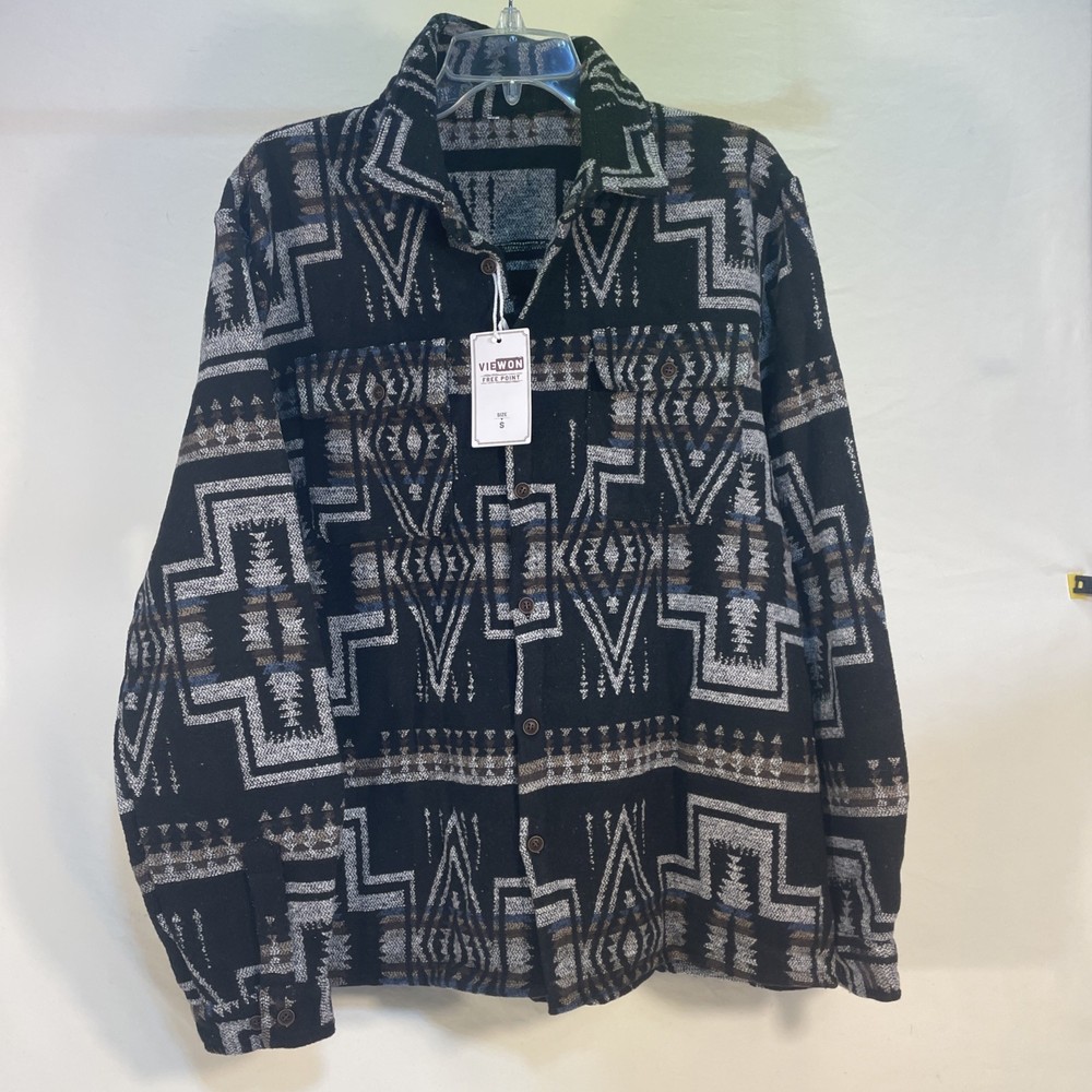 VIEWON Aztec Southwest Shacket Unisex S Cotton Blend Button Up Retro Western
