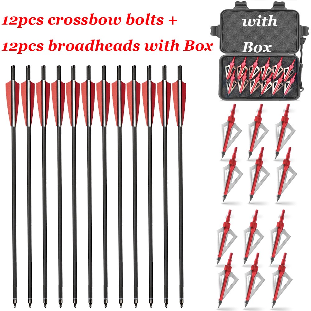 Archery Hunting 20Inch Crossbow Bolts Crossbow Arrows +/or 100 grain Broadheads