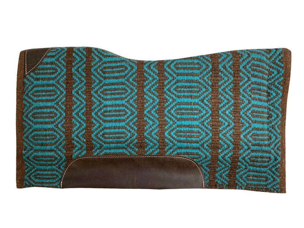Memory Felt SADDLE PAD 36″x34″ Teal & Brown Woven Wool Top Wear Leathers & Spine