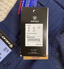 Ariat Pro Prelude NWT Riding Breeches Pants Womens Size 30R Full Seat Navy New
