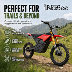 1NaBee STK-02 Electric Dirt Bike 3000W Peak 60V 20.8Ah Off-Road E-Bike Black