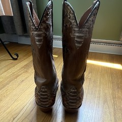 Black Jack Python Snakeskin Leather Western Cowboy Boots Men’s 8.5D Brown