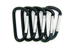 12 pack of 3″ Aluminum Carabiner Spring Belt Clip Key Chain D Shape Black Color