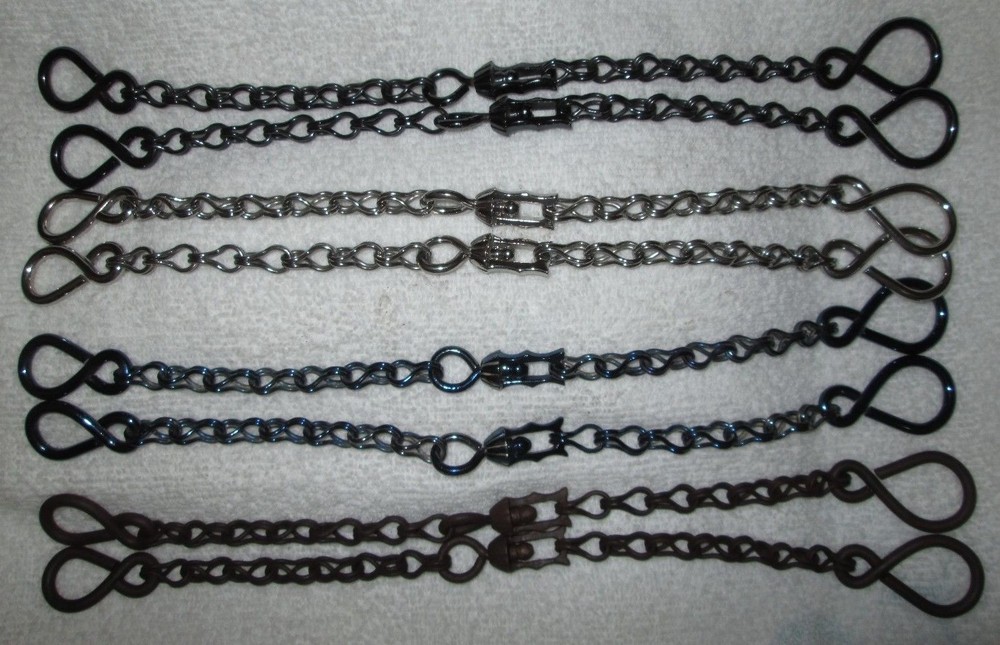 Rein Chains Prod. #BBR-13 — 11 -12″ long, Black, Blue, Patina, Stainless Steel