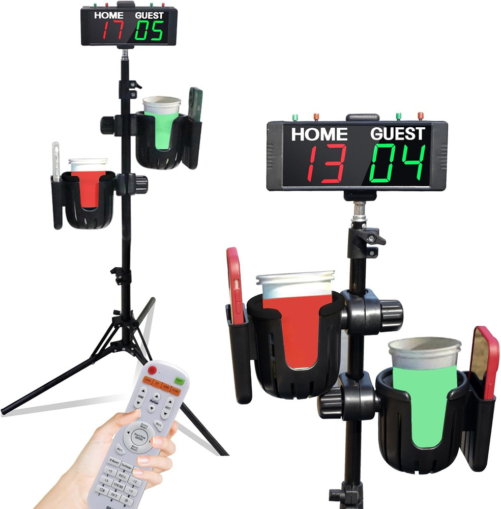 Digital Cornhole Scoreboard with Drink Holder Set, Electronic Scoreboard with Re
