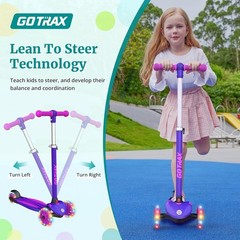 Kids Kick Scooter with LED Lighted Wheels Adjustable Height Handlebar & Widen…