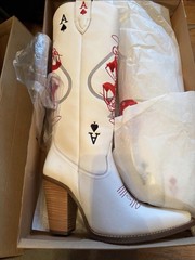 Size 9 Limited Edition Red Stitch Ace of Spades Equestrian Boots