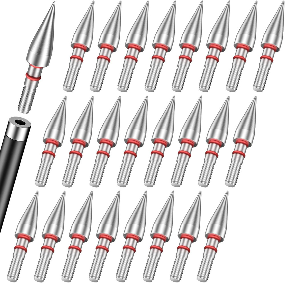 24Pcs 5/16″ Archery Field Points Screw-in Arrow Point 100 Grain Steel Field Tips