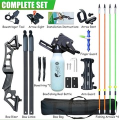 Recurve Bow Fishing Combo Kit with Reel, Arrows, and Portable Bag for Beginners