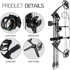 Compound Bow For Adults ＆ Youths,0-70Lbs,Adjustable Archery Hunting Training Set