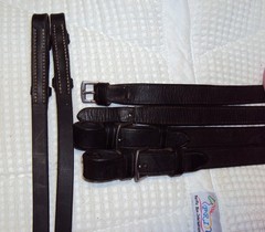 DOVER CIRCUIT Bridle & Bit – PADDED – 2-Tone Black & White – GREAT FREE Reins
