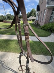 Complete English Bridle Set — Full Cheek Snaffle Bit + Leather Bridle + Braided