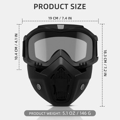 Mask with Detachable Goggles for Riding, Cutting, Mowing& Weedeating Grass, Anti