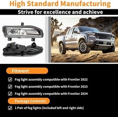 Pair Fog Light Assembly Compatible with Frontier 2022 2023 2024 Passenger and