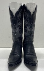 Durango Women’s 13″ Rosewood Black Floral Embroidered Western Boots Size 6M