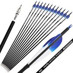 28″ 30″ 31″ Archery Carbon Arrows SP500 Feather Screw-in Tip Recurve Bow Hunting