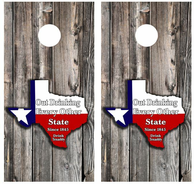 Texas Out Drinking Every Other State Cornhole Board Wraps FREE LAMINATION #3355