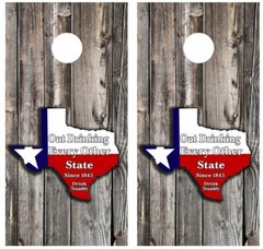 Texas Out Drinking Every Other State Cornhole Board Wraps FREE LAMINATION #3355