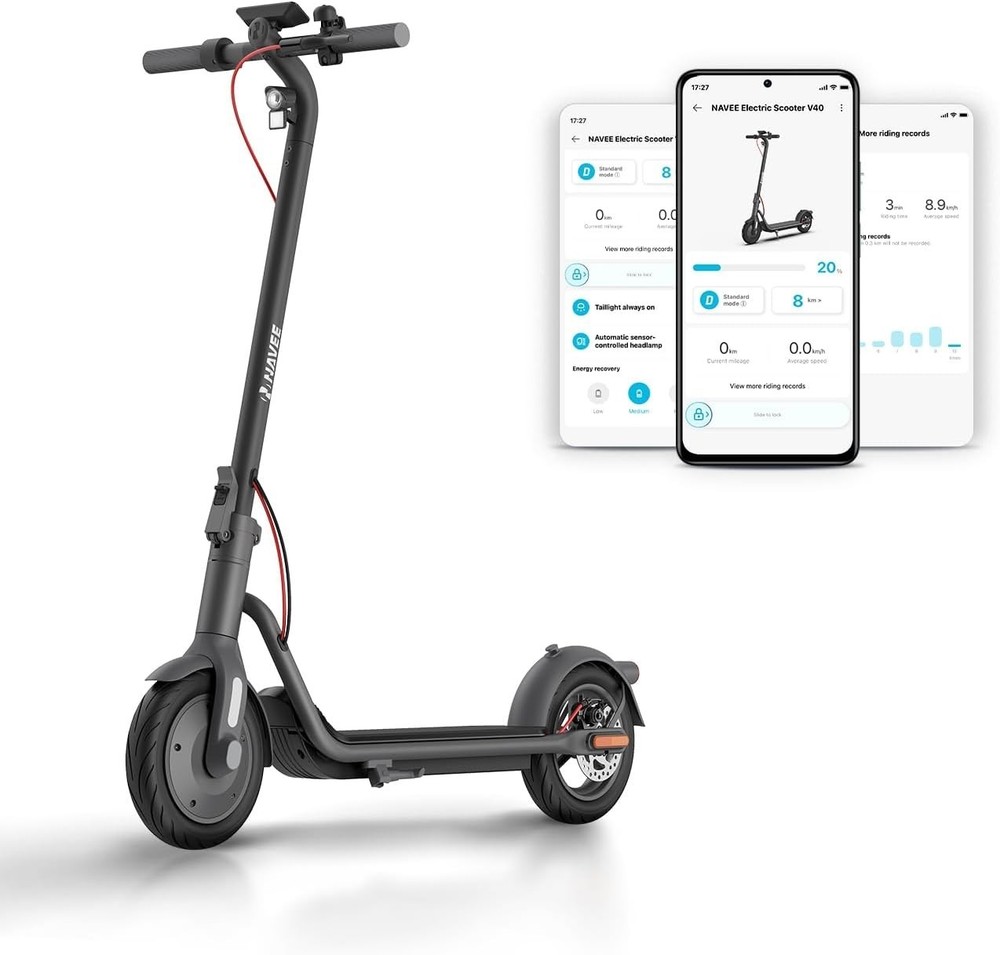 Navee V40 Electric Scooter 700W ‎25Miles Adult Foldable IP55 Waterproof 10″Tire