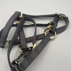 HORSE SIZE-READY MADE – Medium Grey Halter Set made of Nylon 800-1100 Lbs