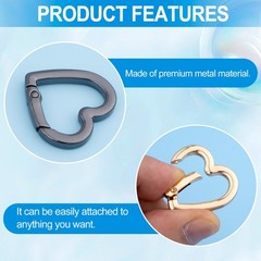 HINZIC 4pcs Heart Shaped Keychain Clip, Zinc Alloy Heavy Black(L) & Gold(M)