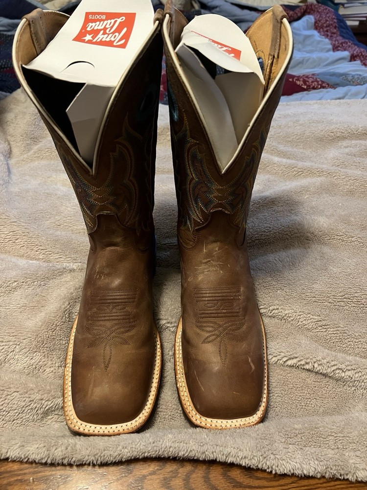 Tony Lama Creedance 7973 Men’s 8D Cowhide Square Toe Western Boots USA Made
