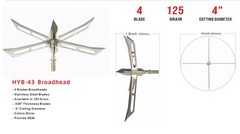 Turkey Head Broadheads 160 Grain 4″ Cutting Dia Archery Arrowhead Fix4-blade 3PC