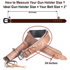 C-2-50 50 In Hilason Western Right Hand Gun Holster Rig 22 Cal Leather Cowboy
