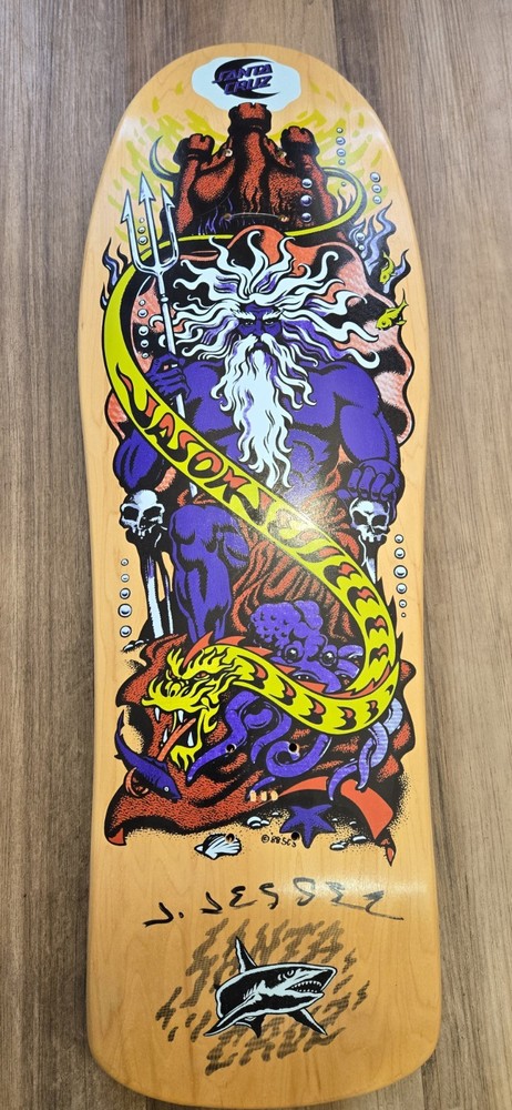 Santa Cruz Jason Jessee Neptune Signed Purple Skateboard Deck Sungod Shark Tail