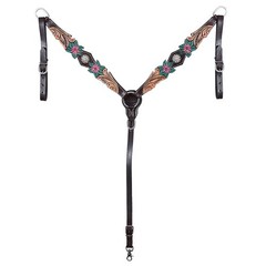 Western Headstall and Breast Collar Set HILASON Tooled Leather Horse Bridle Tack