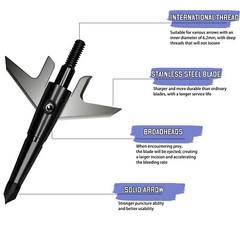 12Pcs Black Swhacker Broadheads 100 Grain 1.75″ Cut Compound Bow Crossbow Tips