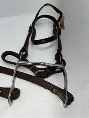 New Tough 1 Brown Nylon Browband Headstall With Bit Split Reins #42-7499 W-33