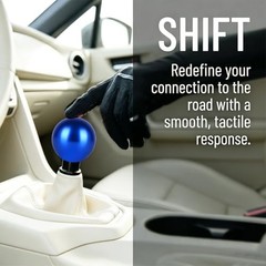 Car Round Ball Gear Shift Knob, Aluminum Alloy Vehicle Manual Automatic Blue