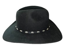 Rodeo King Cowboy Hat 6 7/8 Black Oval Long 3X Wool Blend Concho Wolf Bros*flaw