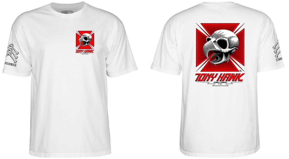 TONY HAWK Powell Peralta Skateboards T Shirt Series 17 WHITE LARGE LG NEW