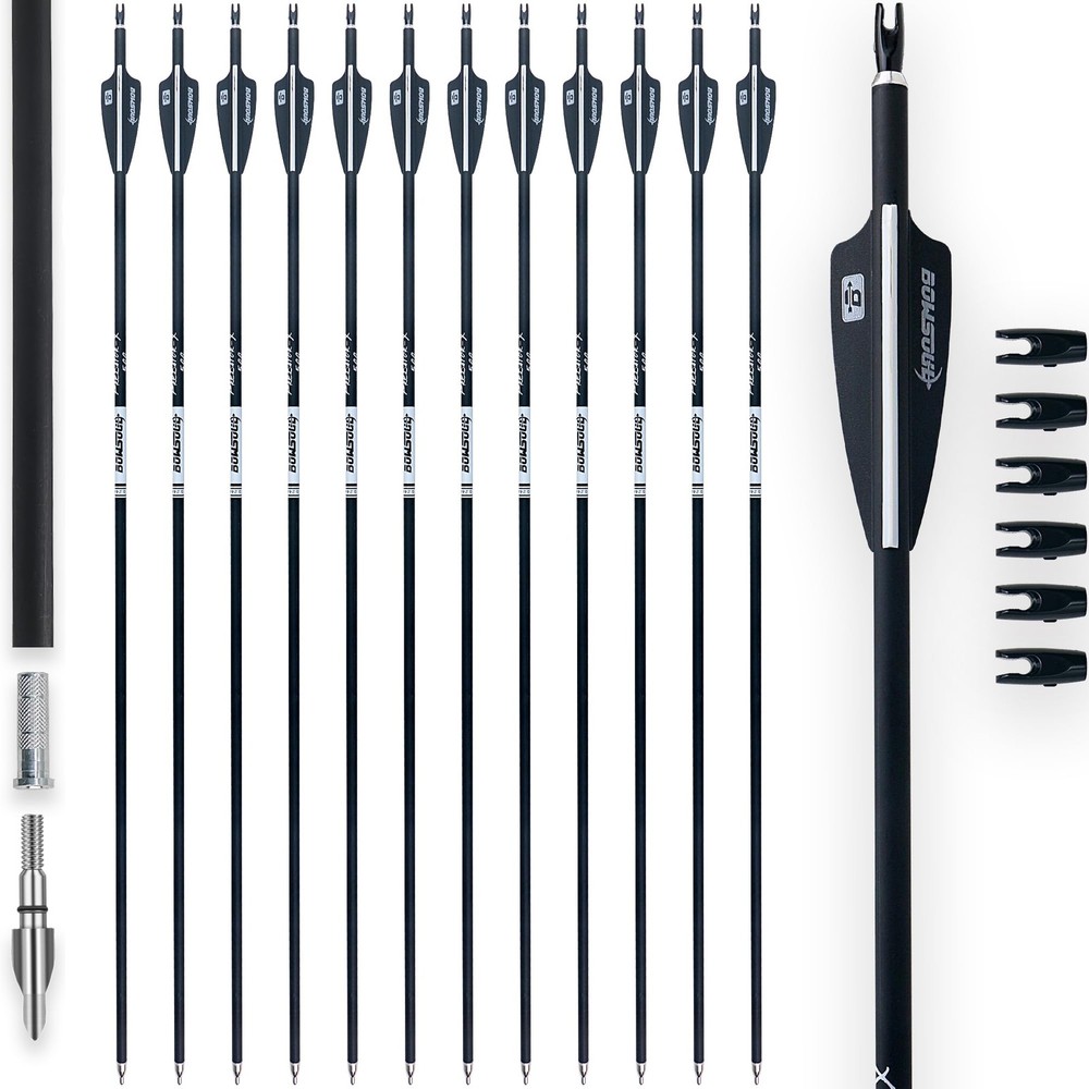 BOWSOUL 31Inch Carbon Arrows for Target Practice Hunting Arrow with Removable