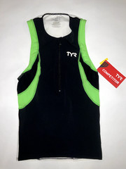 TYR Triathlon Men’s XS Black Lime White Tank Singlet TRI COMPETITOR USA Made New