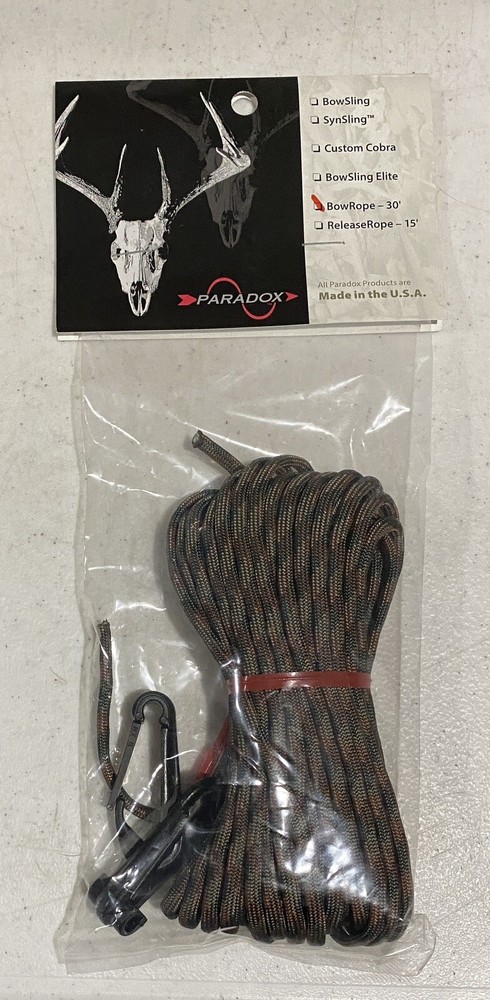 Paradox PBRO-19 Bow Rope with Clips – 30ft Camo Paracord