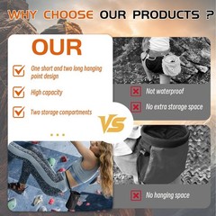 Black Oxford Cloth Chalk Bag for Rock Climbing, Waterproof & Leak-Proof Stora…
