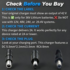 42V 2A Lithium Battery Charger for 36V 10S Lithium Battery – DC 5.5×2.1/2.5mm…