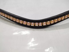 Leather Browband Crystal Stone For Bridle With Softy Padding.