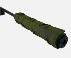 STEALTH ALLOY 9″ Muzzle Brake for 1/2×28 GBB With Olive Green Heat Cover