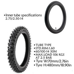 Front 60/100-14 Rear 80/100-12 Tire Tube for Dirt Pit Bike CRF110 CRF70 KLX110