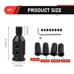 Gear Shift Knob Adapter, M12x1.25 Aluminum Alloy Shifter Knob 1 PC Black